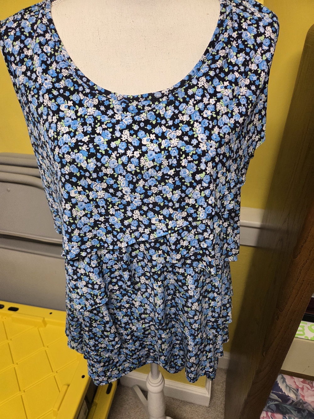 Westport Blue Floral Layered Tank Top